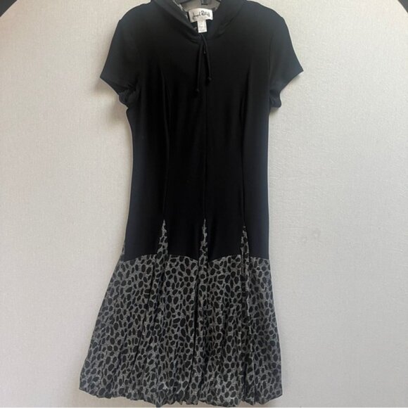 Joseph Ribkoff Leopard Print Hooded Stretch Drop Waist Midi Dress Size 6 - Picture 1 of 11